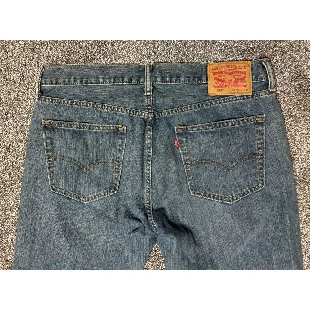 Levis 559 Jeans Mens 34 Dark Wash Denim Relaxed Straight 34X30